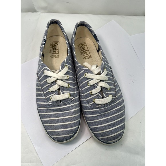 Keds Champion Women's Blue White Stripe Canvas Lace Up Sneakers Size 6‎ WF62901 - Picture 1 of 8